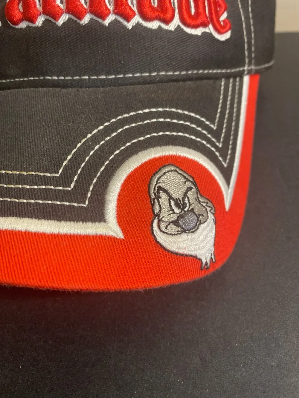 Walt‎ Disney World Black Red Adjustable Bad Attitude Grumpy Dwarf Visor Nwot